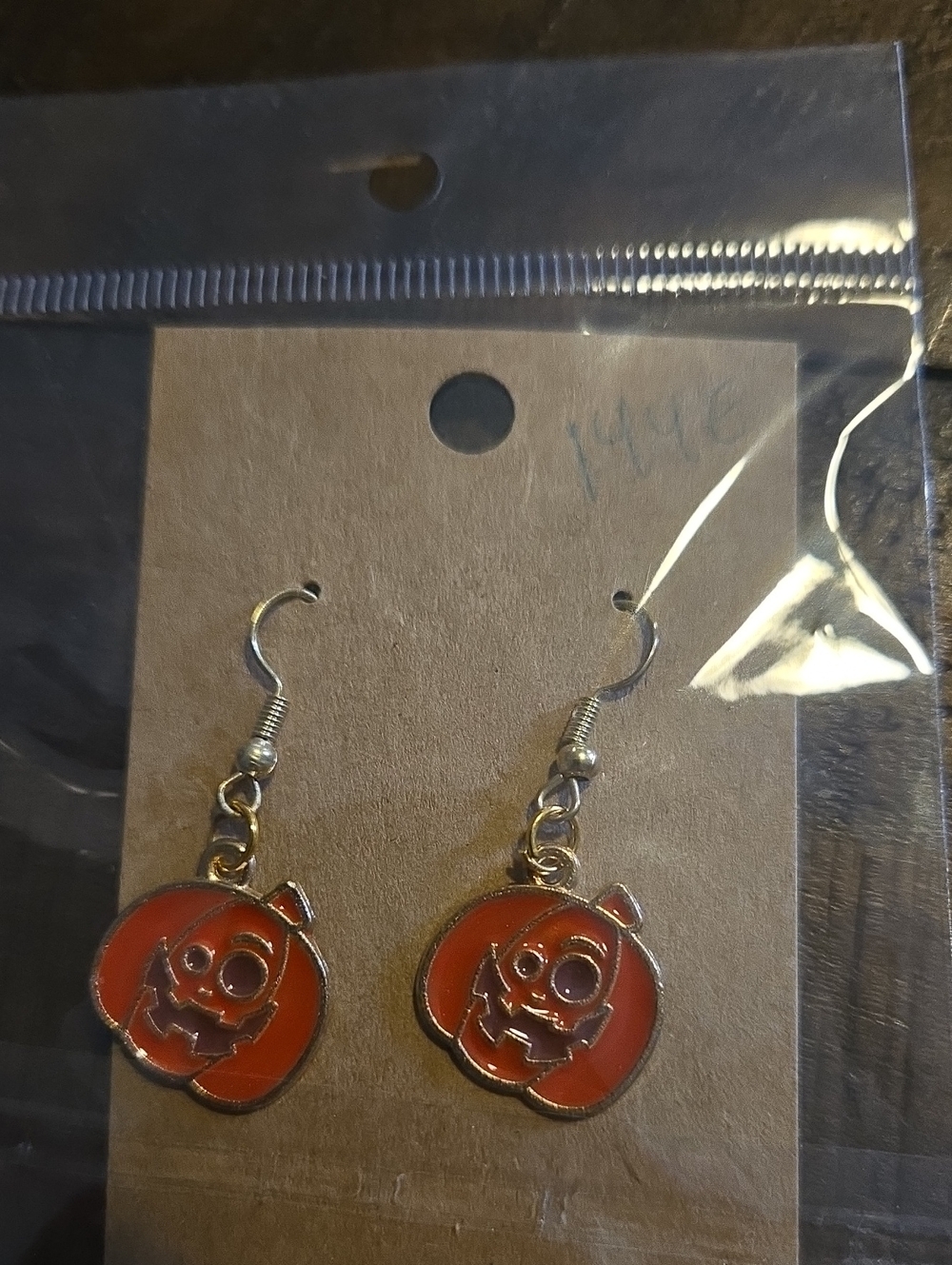 Halloween Pumpkin Dangle Earrings - Orange